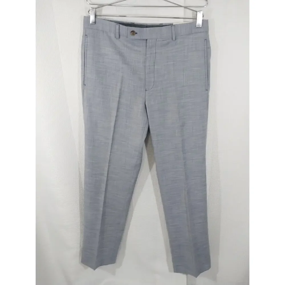 NWT@$95! LAUREN BY RALPH LAUREN! LT BLUE MICRO WEAVE ULTRAFLEX PANTS! SZ 33x32